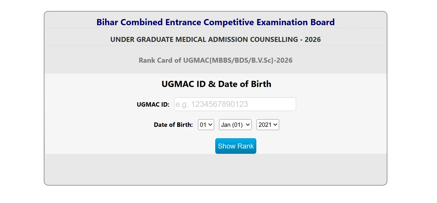Bihar NEET Rank Card 2026 Released; Check Direct Link, Download Steps and Counselling Dates