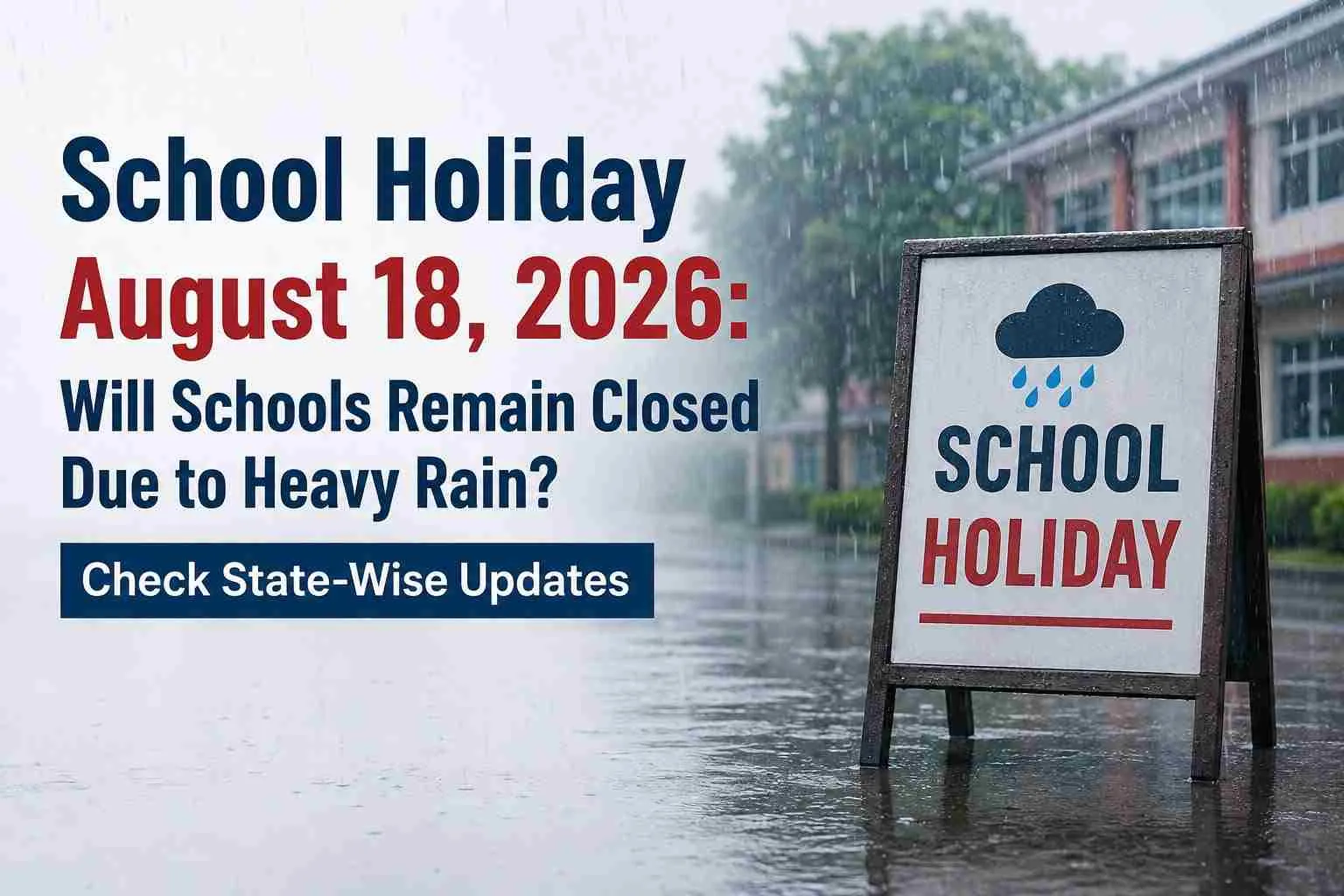 School Holiday on August 18, 2026: Will Schools Remain Closed Due to Heavy Rain? Check State-Wise Updates