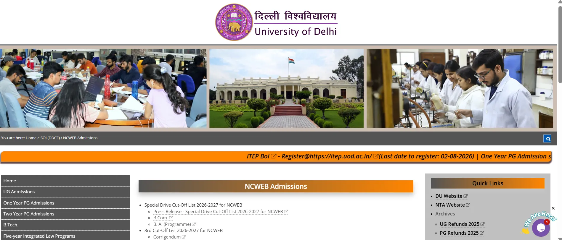 DU NCWEB Special Drive Cut-Off 2026 Released; BCom Cut-Off at 79.5 for Miranda House, Check Admission Dates