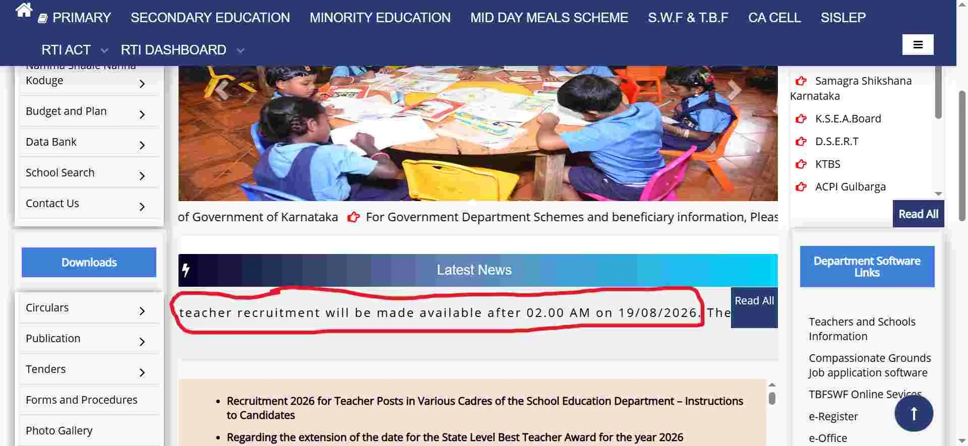 Karnataka Teacher Apply Online from 19 August