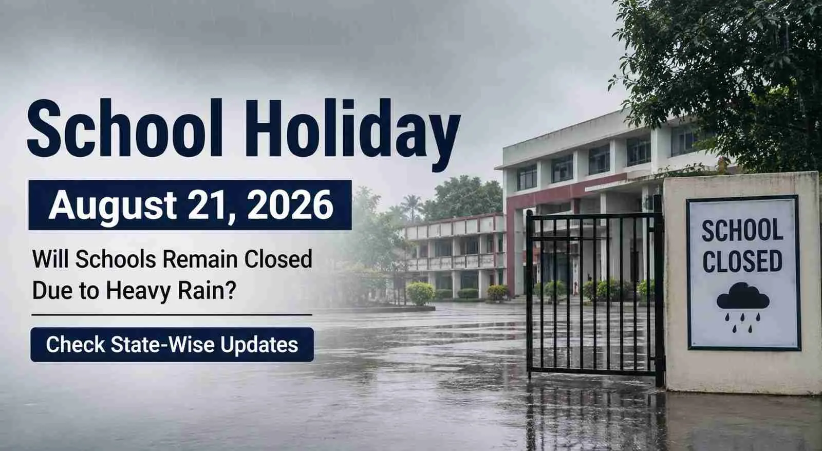 School Holiday Tomorrow, August 21, 2026: Will Schools Remain Closed Due to Heavy Rain? Check State-Wise Updates