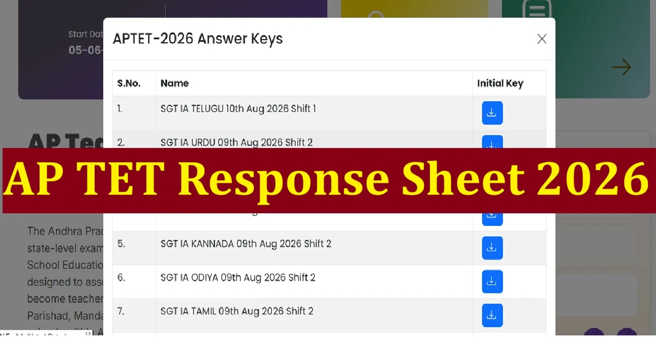 AP TET Response Sheet 2026 Released at tet2dsc.apcfss.in, Download Answer Key PDF Link Here