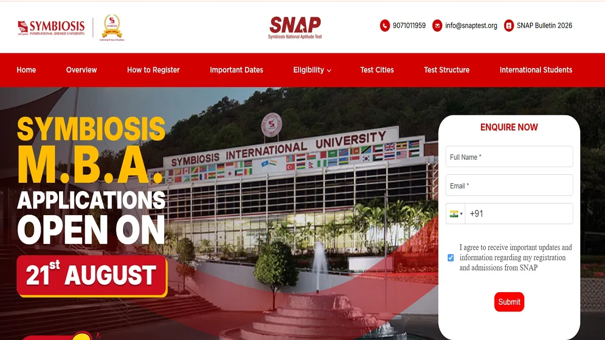 SNAP 2026 Registration Begins Today, Apply for Entrance at snaptest.org