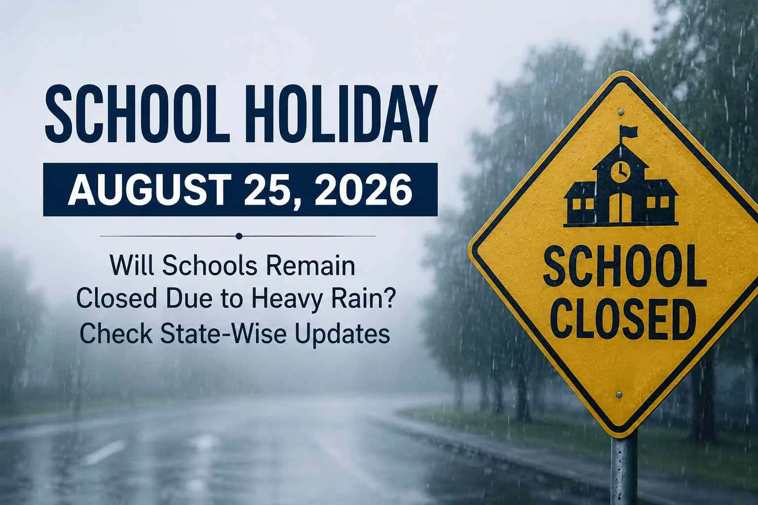 School Holiday Tomorrow, August 25, 2026: Will Schools Remain Closed Due to Heavy Rain? Check State-Wise Updates