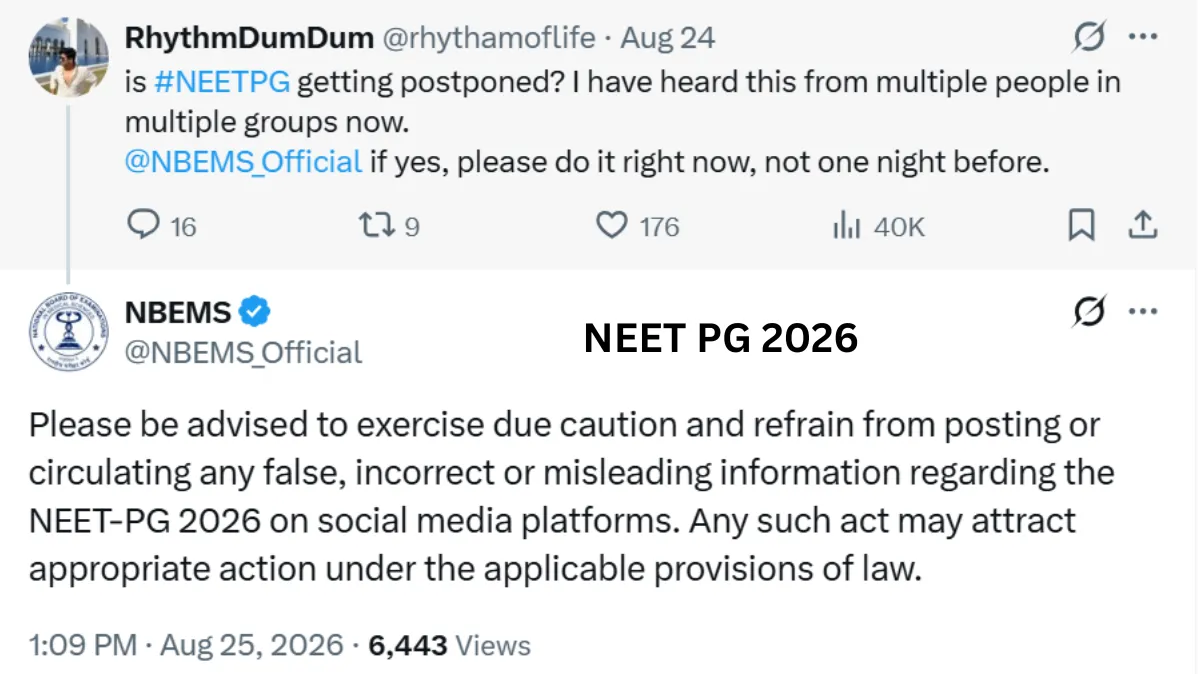 NBEMS Advises Students Against NEET PG Postponement Posts on X, Says Action May Follow