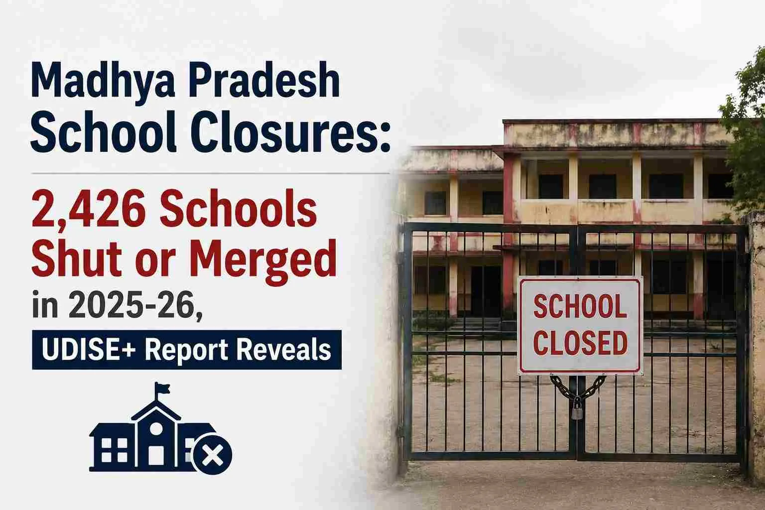 Madhya Pradesh School Closures: 2,426 Schools Shut or Merged in 2025-26, UDISE+ Report Reveals