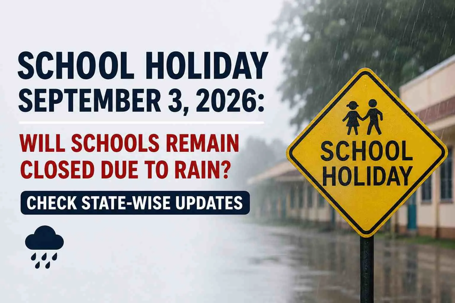 School Holiday Tomorrow, September 3, 2026: Will Schools Remain Closed Due to Rain? Check State-Wise Updates