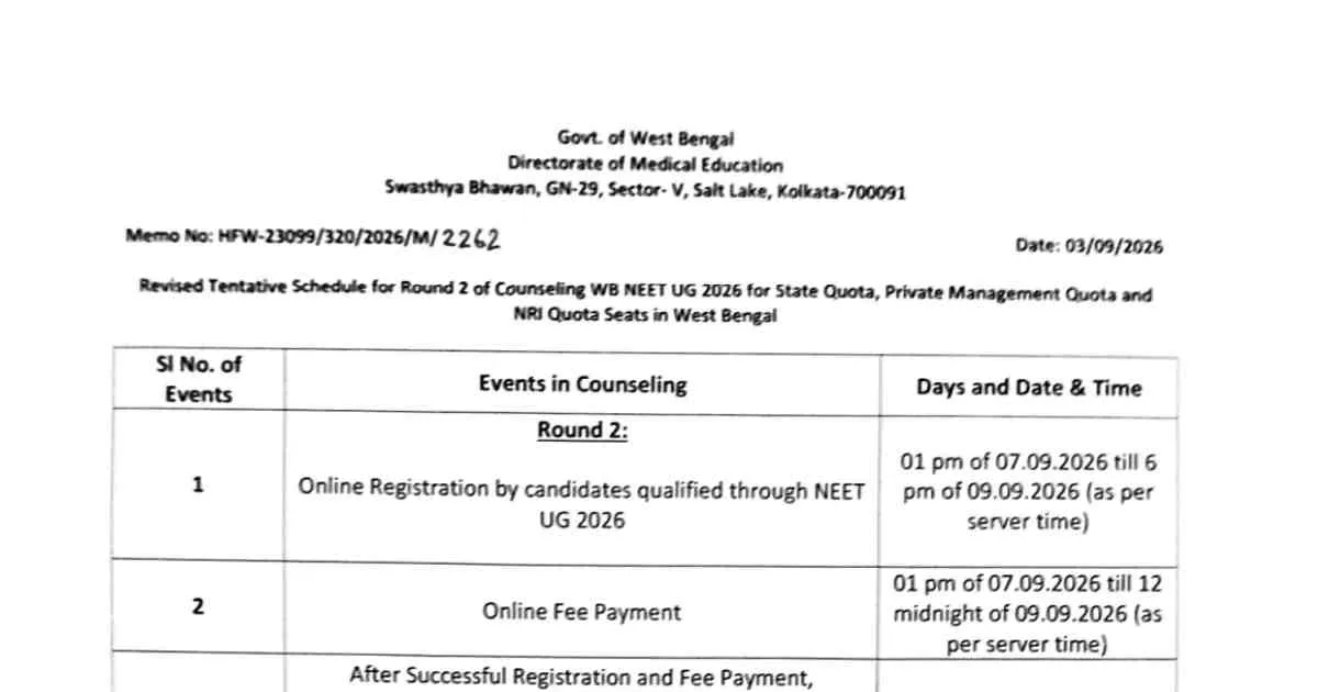 WB NEET UG 2026