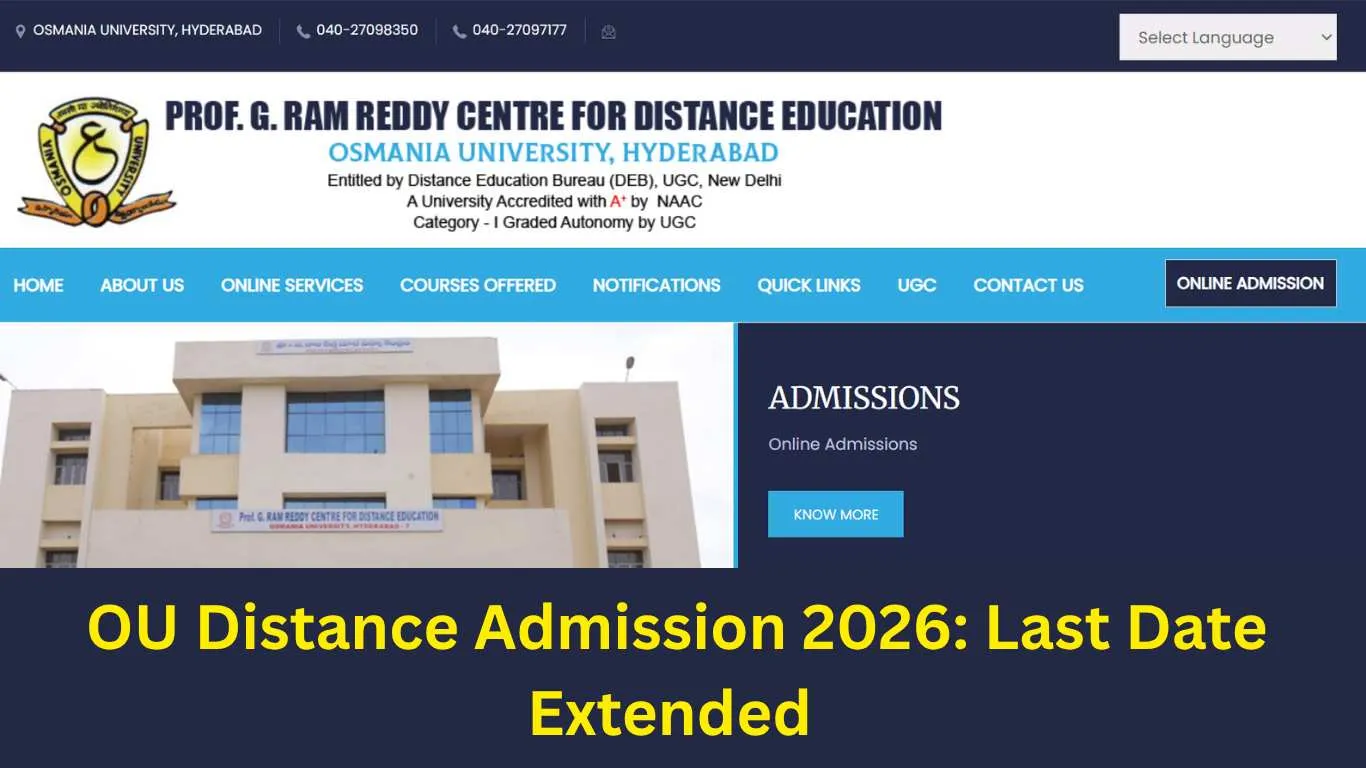 OU Distance Admission 2026: Last Date Extended to October 9; Check Offered Courses and Eligibility Criteria at oucde.net