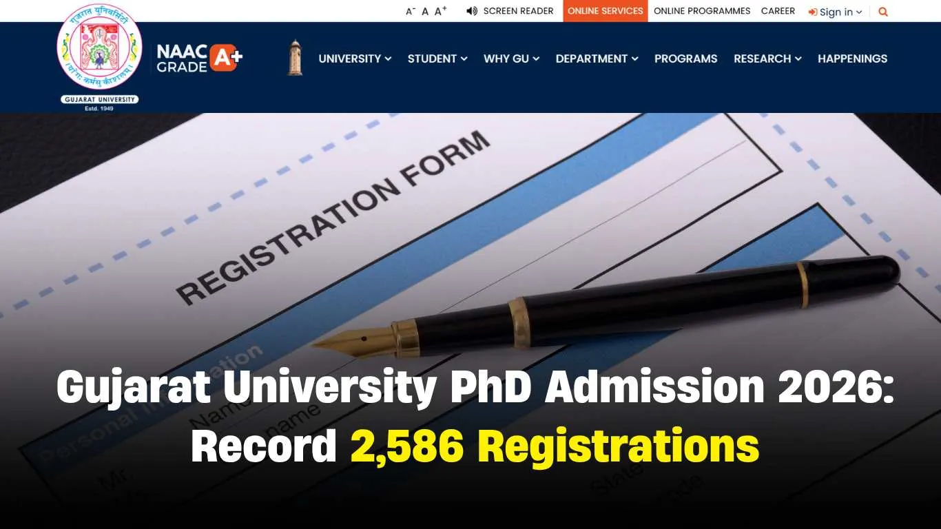Gujarat University PhD Admission 2026: Record 2,586 Registrations Received; Application Process Ongoing