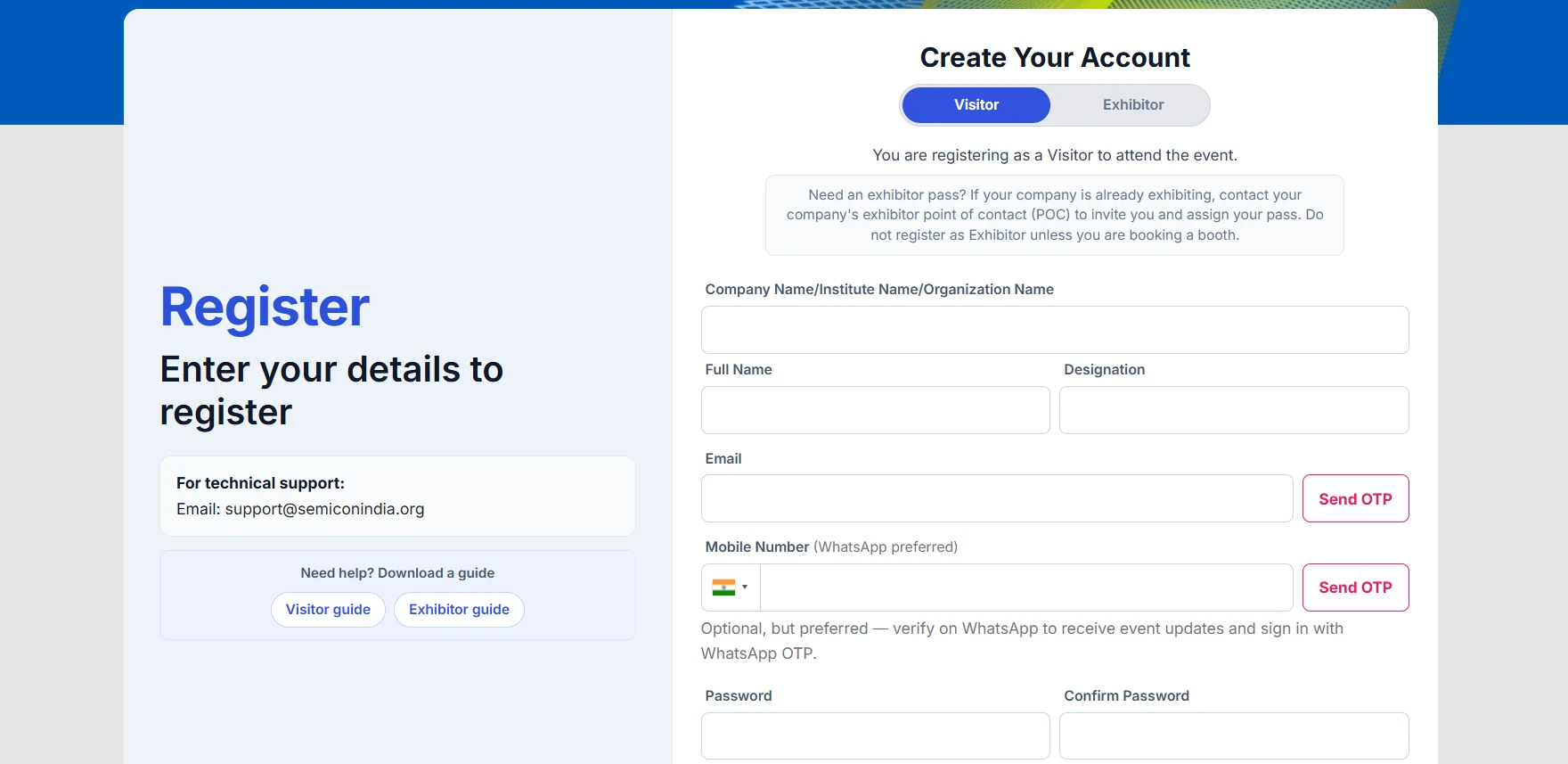 create your account SEMICON INDIA 2026