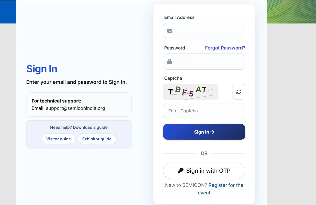 login SEMICON India 2026