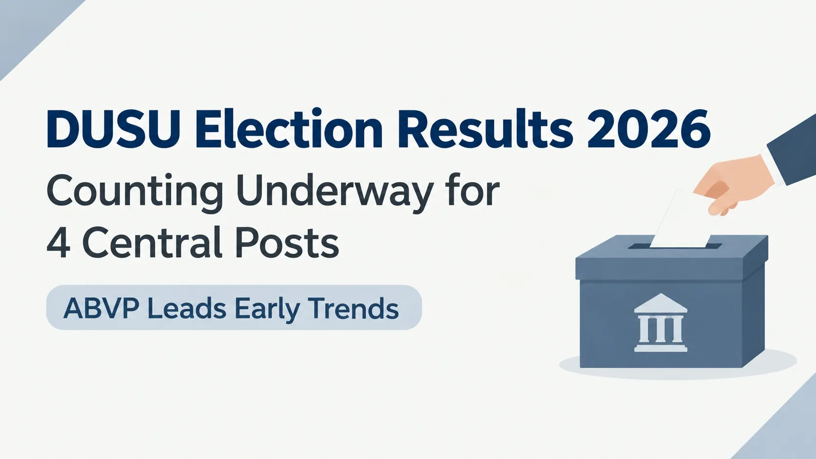 DUSU Election Results 2026: Counting Underway for 4 Central Posts; ABVP Leads Early Trends