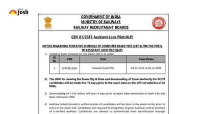 RRB ALP CBT 1 Exam Dates 2026: Nov 3-5 Tentative, City Slip & Call Letter Info