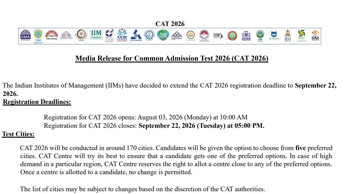 IIM CAT 2026 Registration Last Date