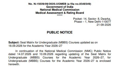 NMC Releases Undergraduate MBBS Seat Matrix at nmc.org.in, Uttar Pradesh, Maharashtra, and Karnataka Record Highest Seat Intake
