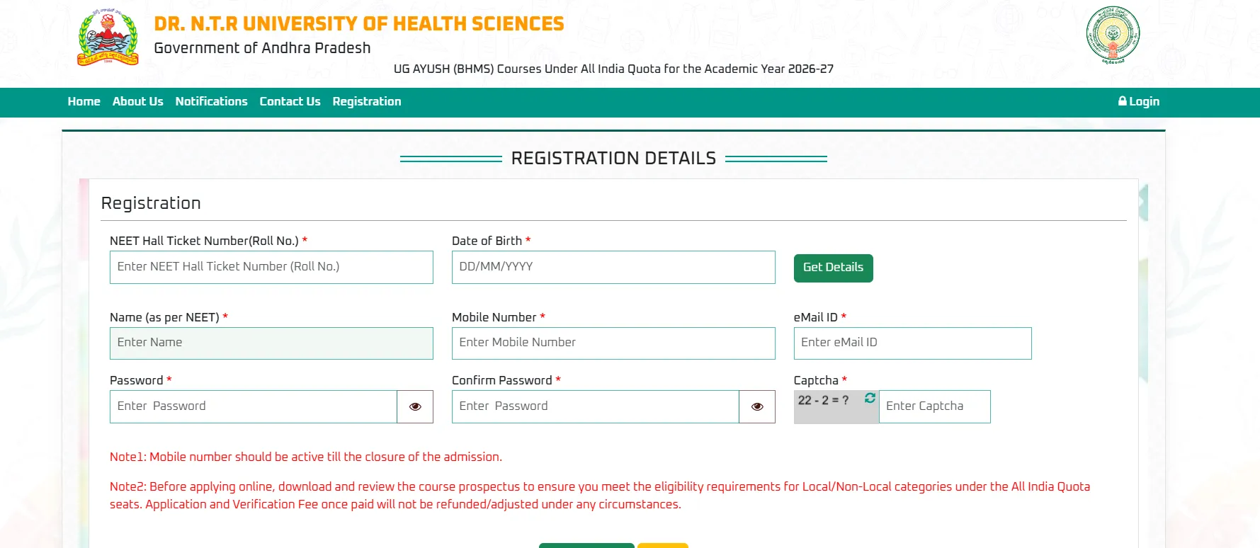 AP AYUSH UG Counselling 2026: BHMS Registration Ends Today for AIQ, Management Quota at drntr.uhsap.in