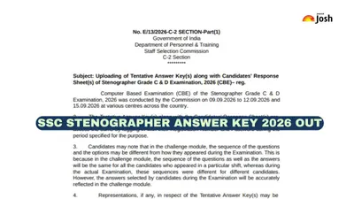 SSC Stenographer Answer Key 2026 Released: Download Grade C & D Response Sheet PDF at ssc.gov.in - Direct Link Here SSC Stenographer Answer Key 2026 Released: Download Grade C & D Response Sheet PDF at ssc.gov.in - Direct Link Here