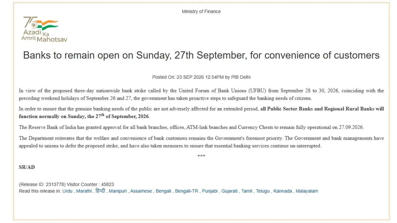 Bank strike September 2026
