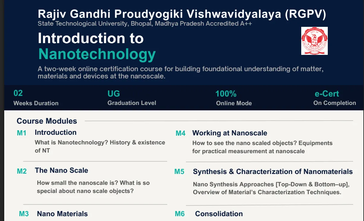 RGPV Launches Online Certification Course In Nanotechnology, Check Eligibility And Modules