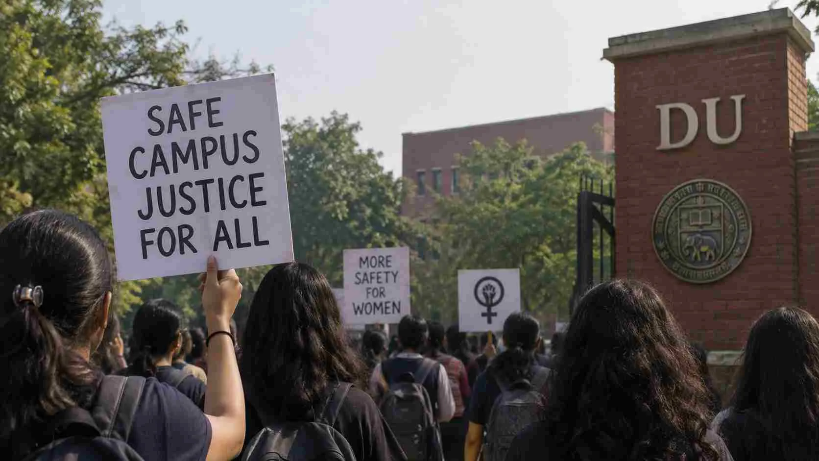 DU SFI Organises Campus Justice March at North Campus Over Rising Concerns for Women’s Safety