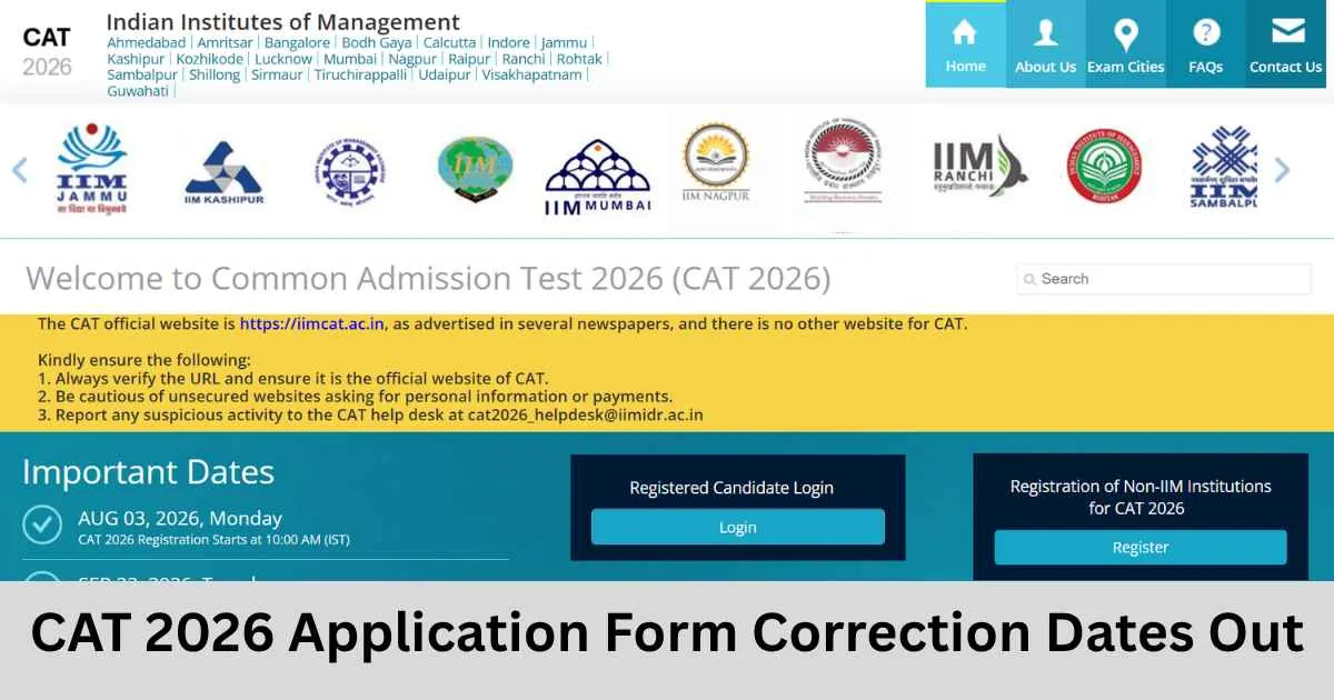 CAT 2026 Application Form Correction Window