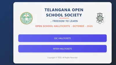 Telangana TOSS SSC, Intermediate October 2026 Exams Hall Ticket Out: Check Download Link, Exam Schedule Telangana TOSS SSC, Intermediate October 2026 Exams Hall Ticket Out: Check Download Link, Exam Schedule