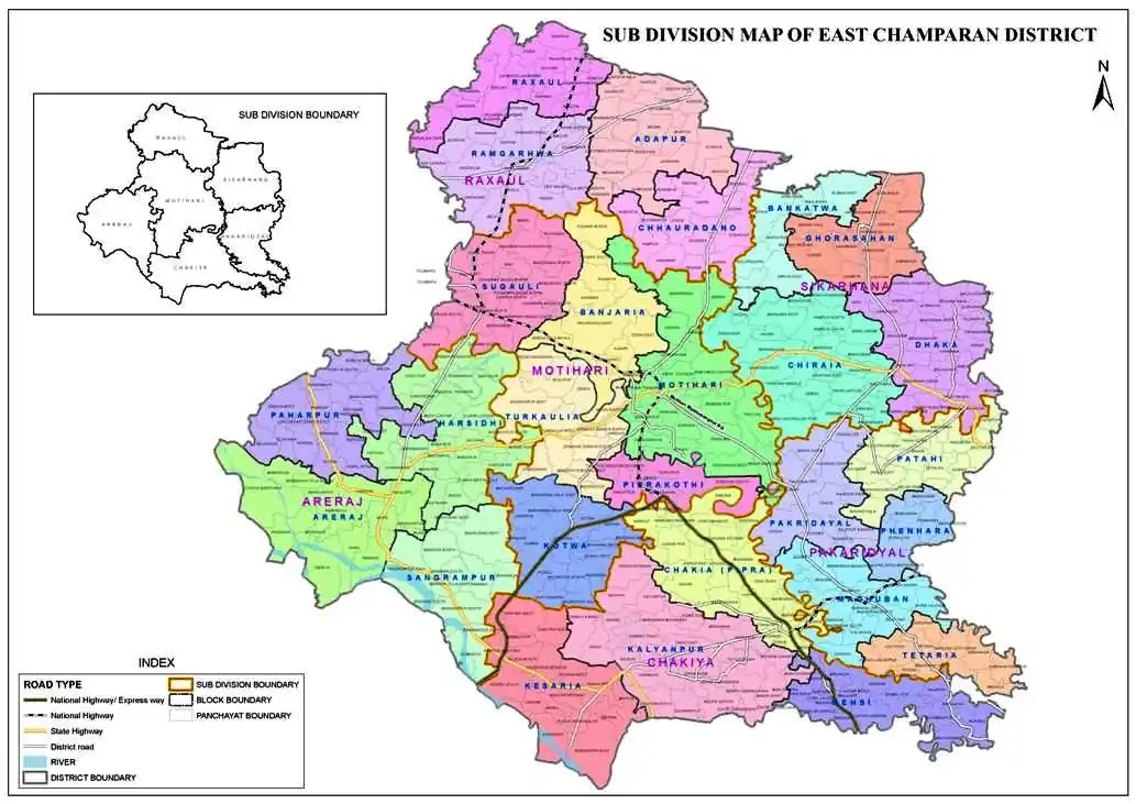 east champaran map