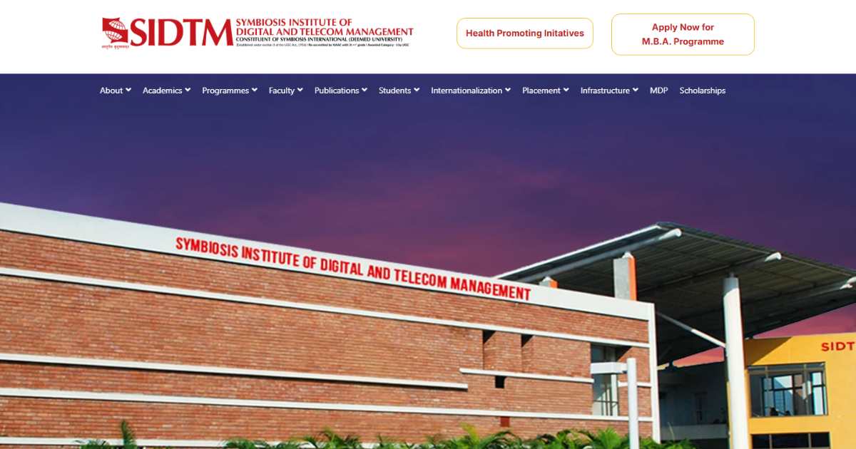 SIDTM Pune MBA Admissions 2027