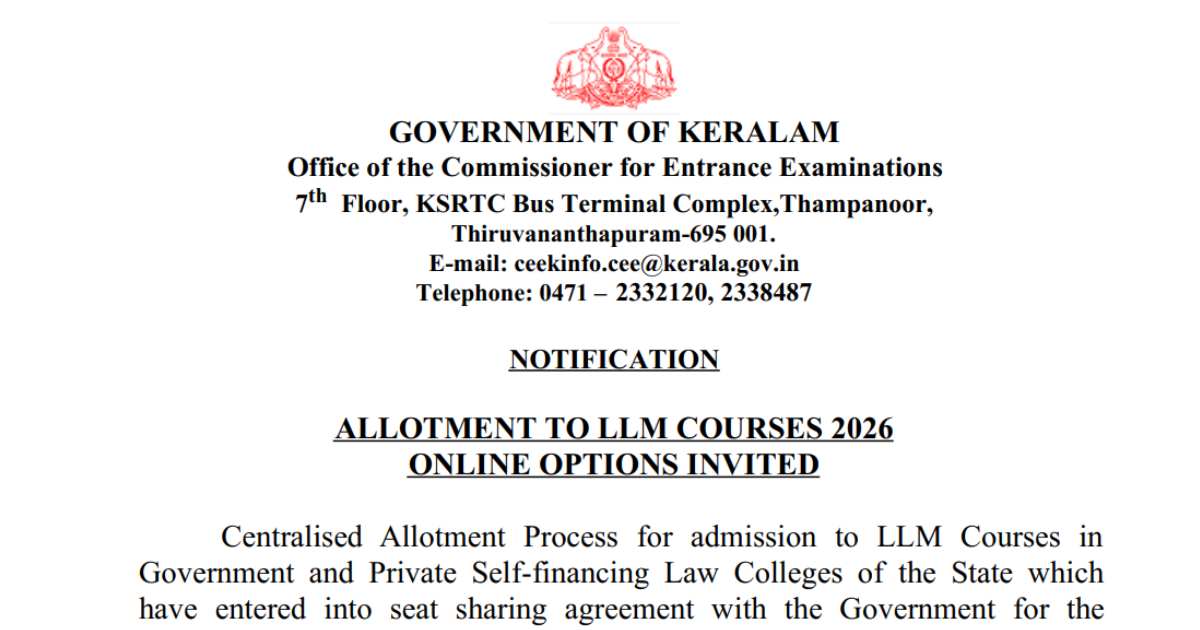 Kerala LLM Allotment 2026 Option Registration Deadline