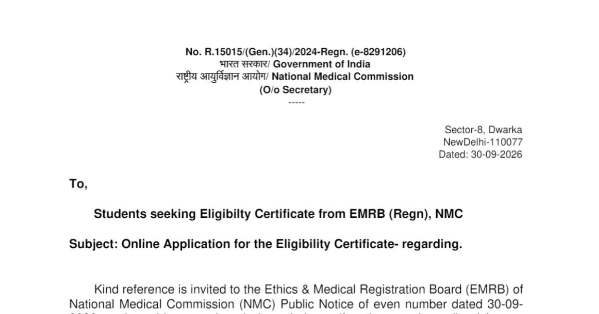 NMC Eligibility Certificate 2026