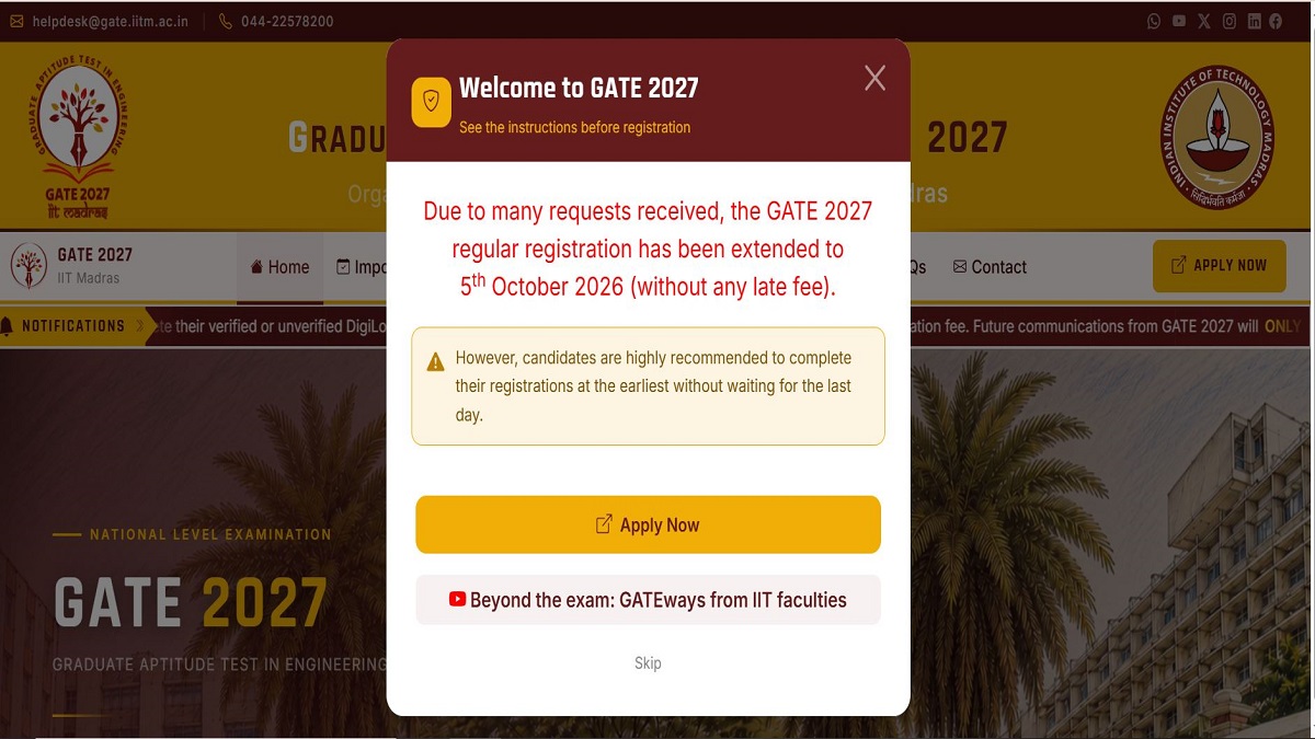GATE 2027 Extended Window Closes Today