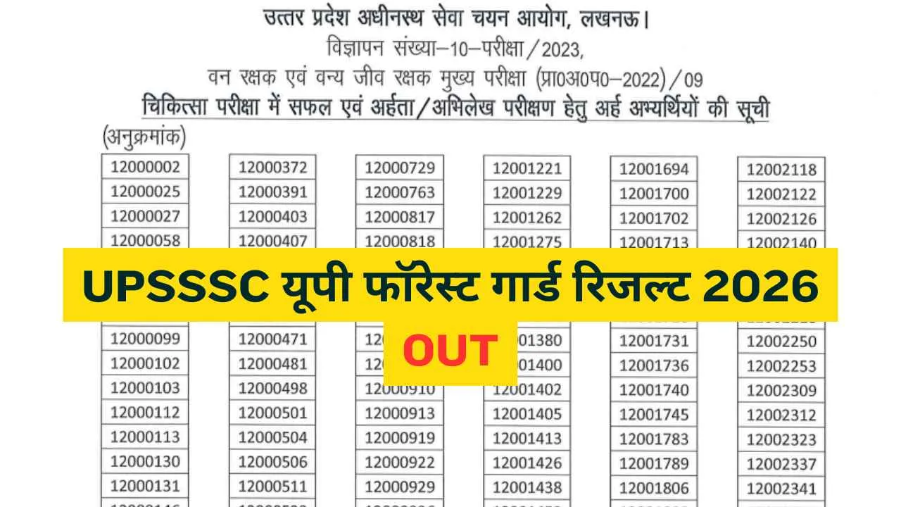 UPSSSC Forest Guard Result 2026: यूपी फॉरेस्ट गार्ड रिजल्ट upsssc.gov.in जारी, मेरिट लिस्ट PDF डाउनलोड करें