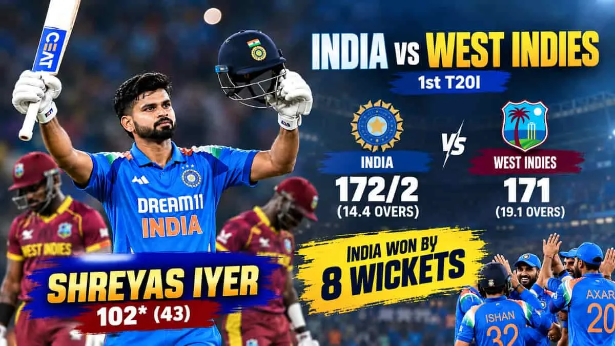 India vs West Indies 1st T20I Match: Check Who Won, Match Highlights & Player of the Match