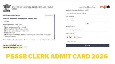 PSSSB Clerk Admit Card 2026 Released: Download for October 11 Exam PSSSB Clerk Admit Card 2026 Released: Download for October 11 Exam
