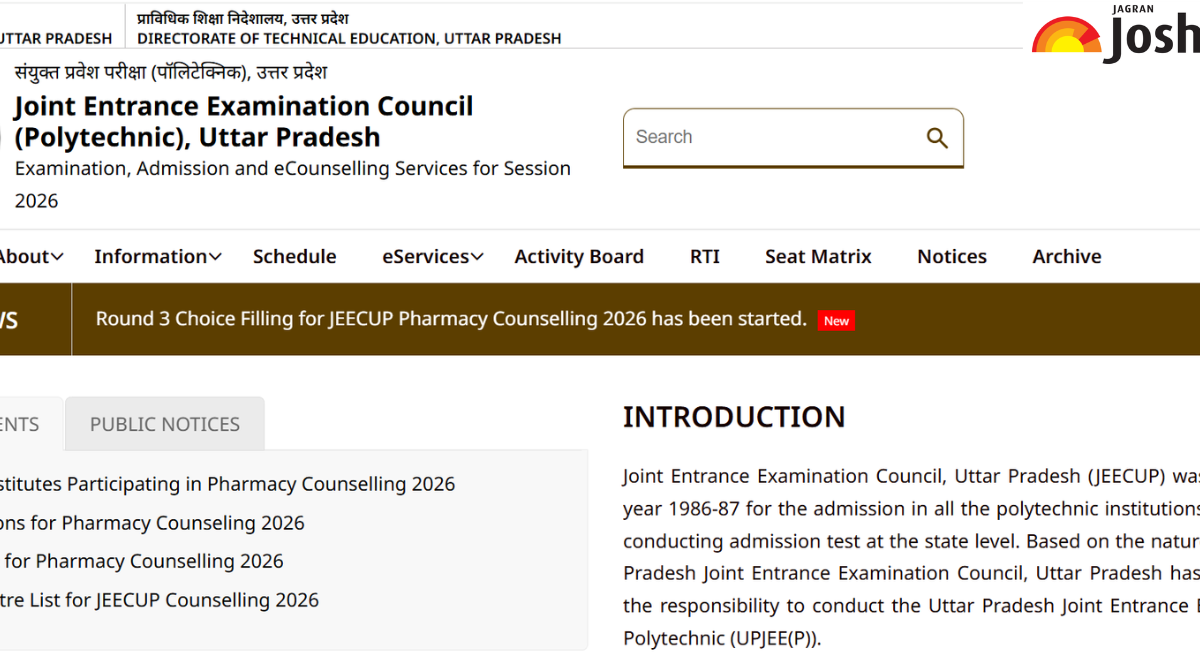 JEECUP Round 3 Pharmacy Choice Filling Starts at jeecup.admissions.nic.in: Check Portal & Schedule