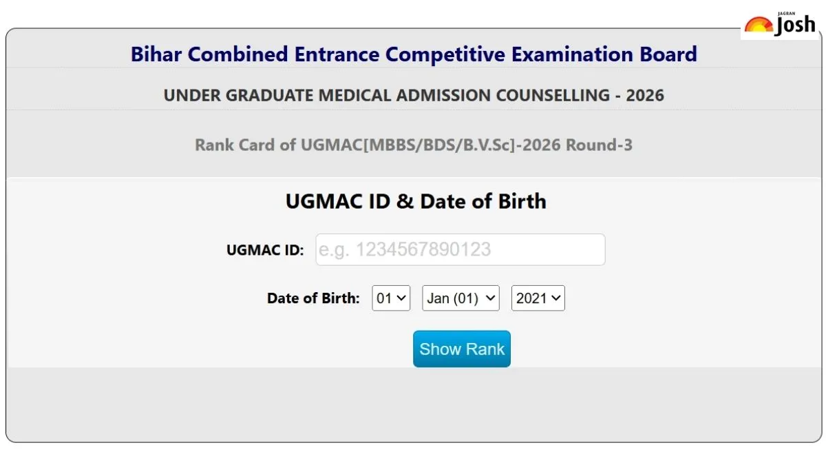 Bihar NEET Round 3 Rank Card 2026