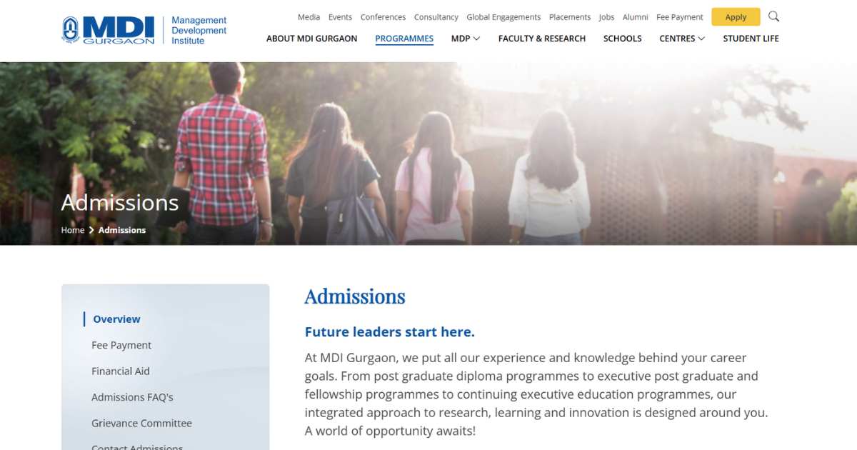MDI Gurgaon MBA Admission 2027
