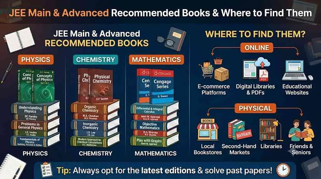 Top JEE Main & Advanced Subject-Wise Recommended Books & Where to Find Them