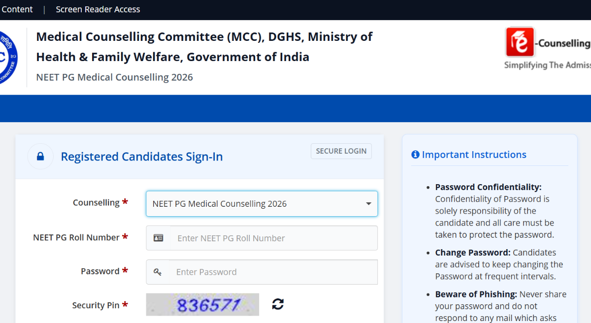 NEET PG 2026 Counselling Registration Begins at mcc.nic.in, Check Direct Link, Dates and Application Process