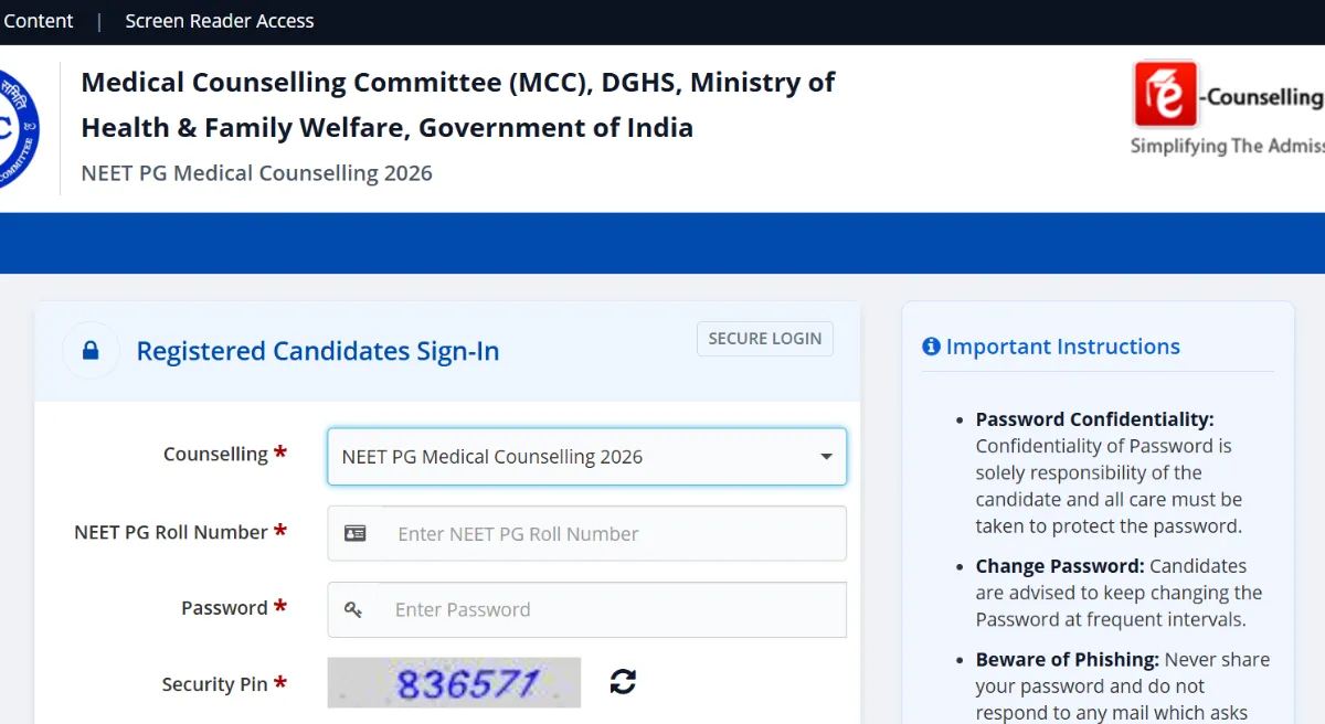 NEET PG 2026 Counselling Registration Begins at mcc.nic.in, Check ...