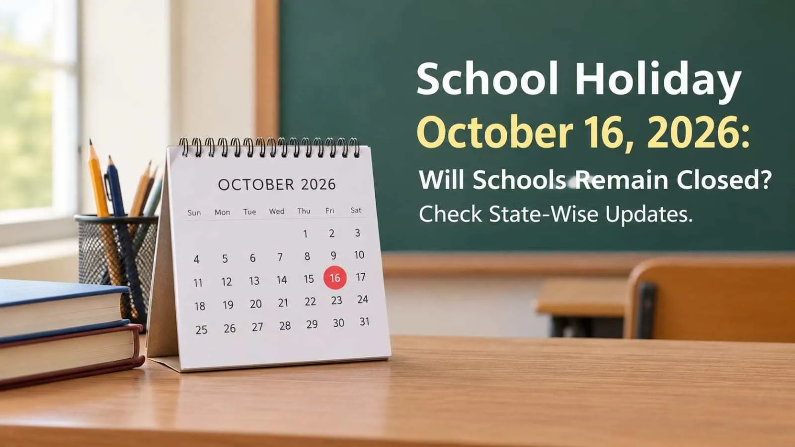 School Holiday Tomorrow, October 16, 2026: Will Schools Remain Closed? Check State-Wise Updates