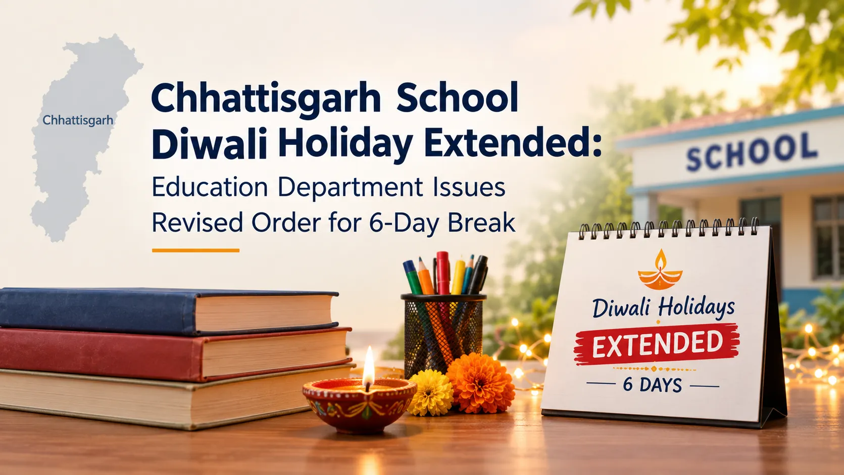Chhattisgarh School Diwali Holiday Extended: Education Department Issues Revised Order for 6-Day Break