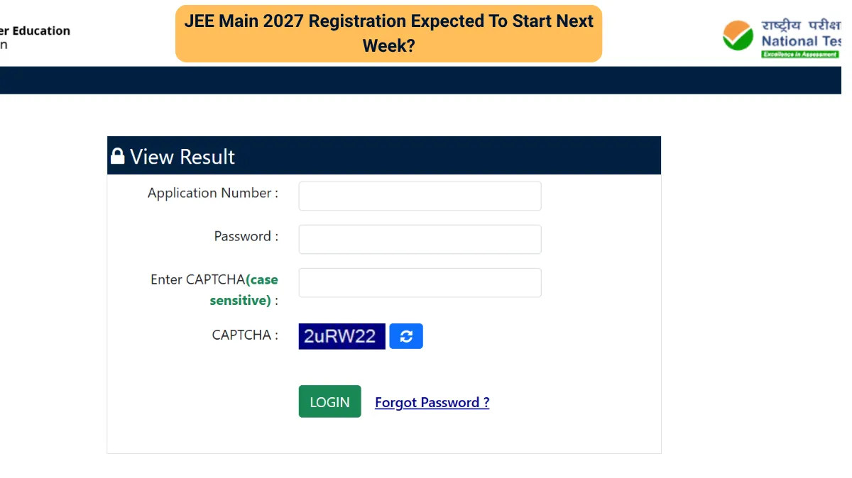 JEE Main 2027 Registration: Session 1 Application Form Next Week ...