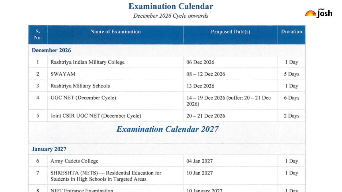 NTA Exam Calendar OUT