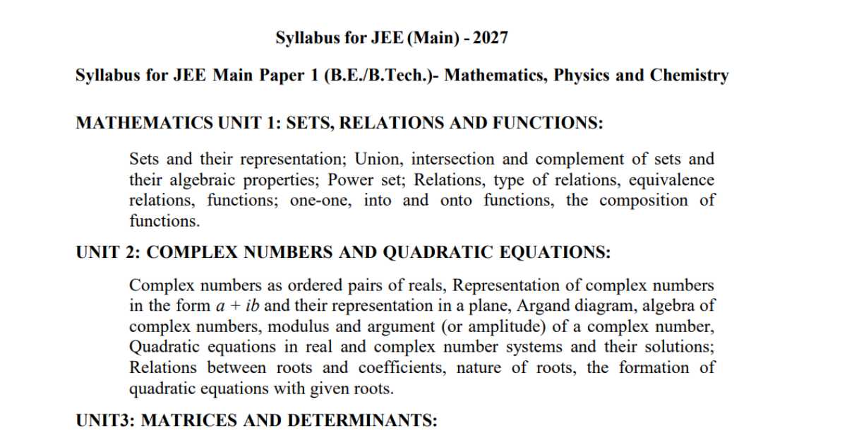 JEE Main 2027 Syllabus Released