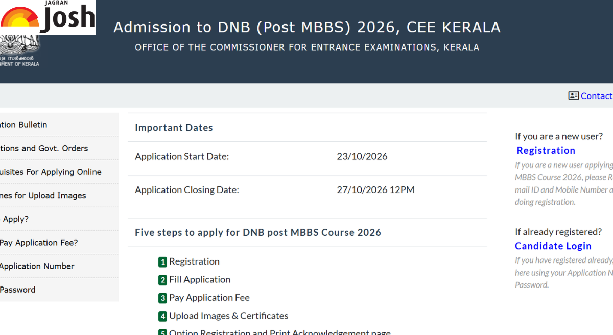 CEE Kerala Opens Online Application for DNB Post MBBS 2026; Check Important Dates & Steps to Apply