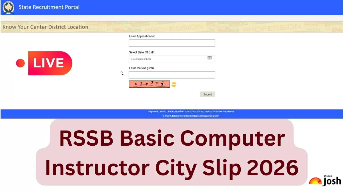 Rajasthan Basic Computer Instructor City Slip 2026