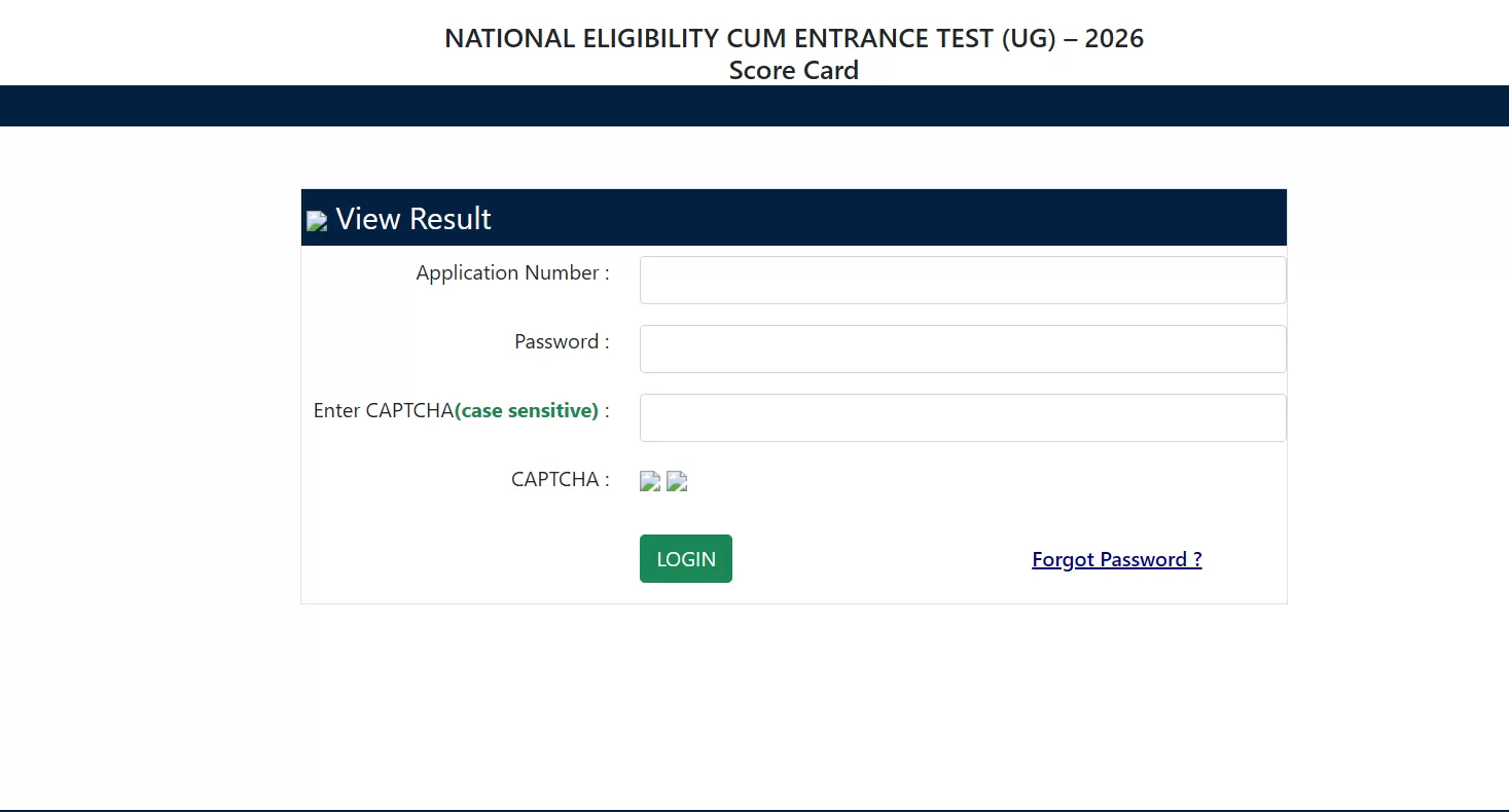 NEET UG 2026 Result Out at neet.nta.nic.in