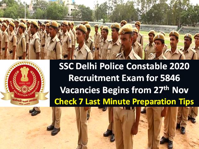 SSC Delhi Police Constable Recruitment Exam 2020 for 5846 ...